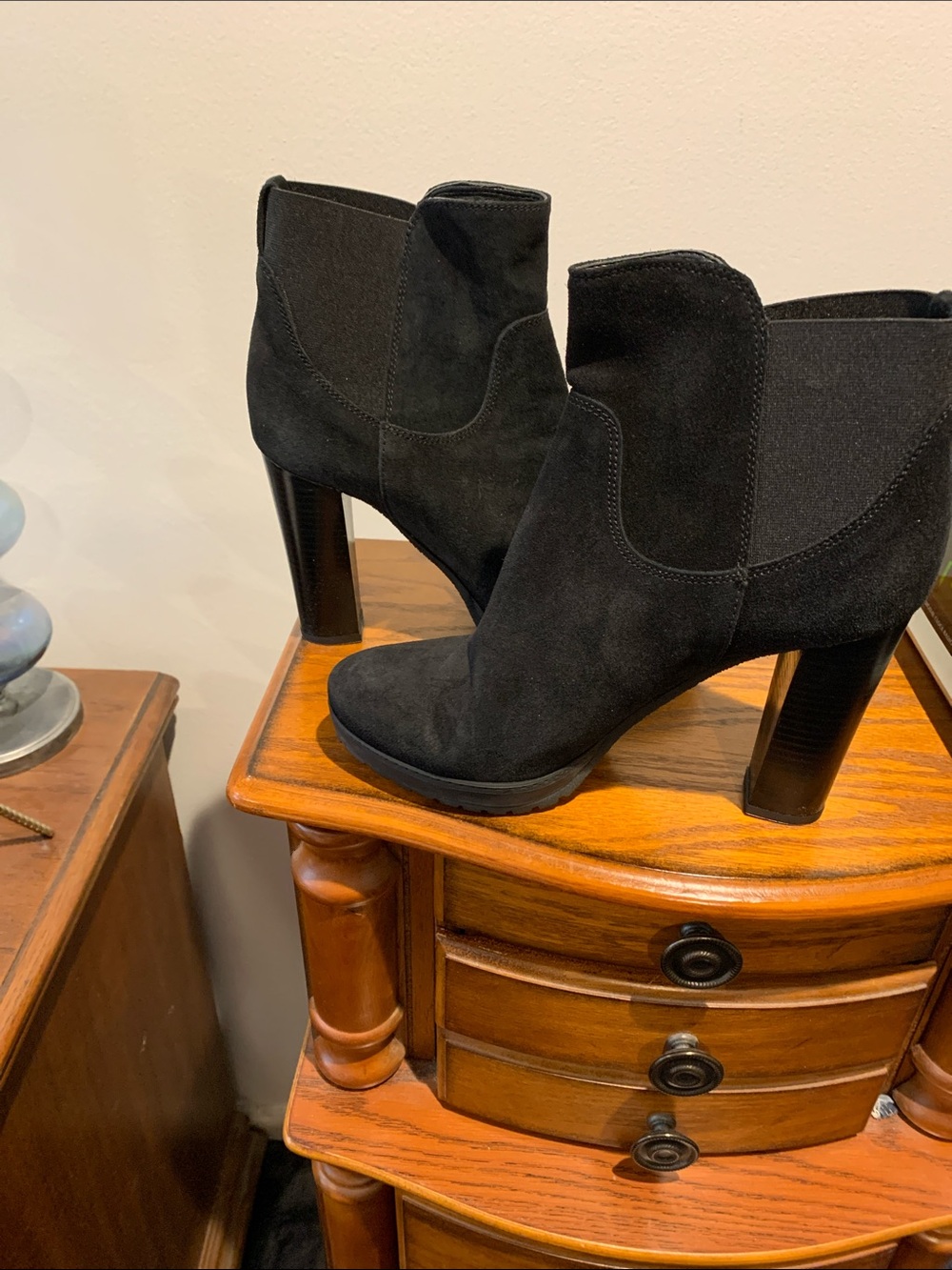 Classic Black Suede High-Heel Ankle Boots